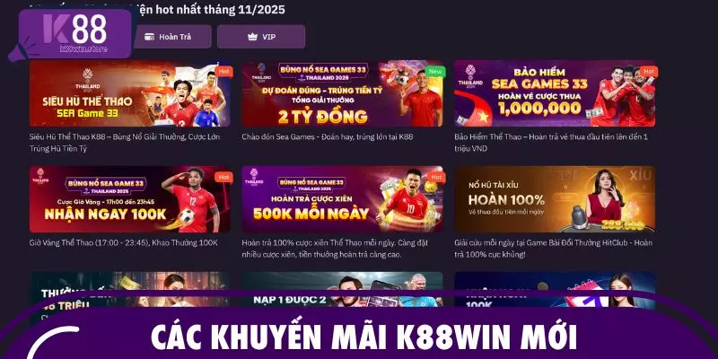 Các khuyến mãi K88WIN mới